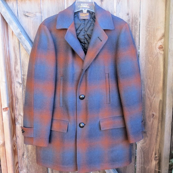 Pendleton Other - Pendleton Heavy Duty Brown Plaid Wool Coat L